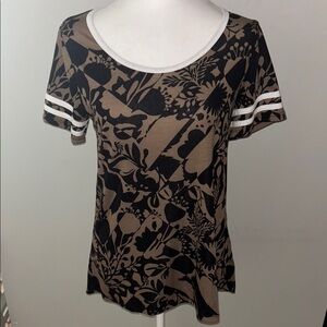 LuLaRoe Black and Brown Floral Short Sleeve Top